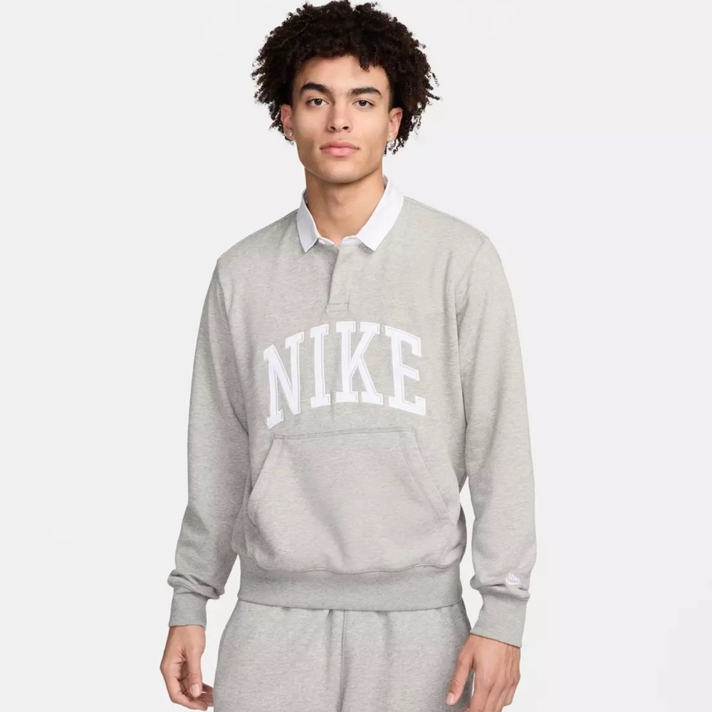 Men’s Nike Club Fleece Long-Sleeve Fleece Polo Shirt